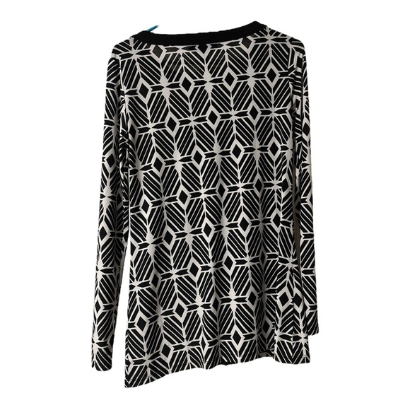 INC Jeweled Chic Black and White Geometric Women's Blouse Size Medium - Picture 2 of 2